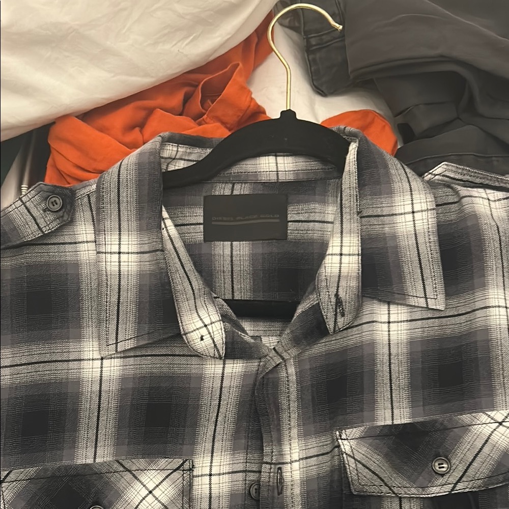 Diesel Black Gold Classic Black and Gray Dress Shirt